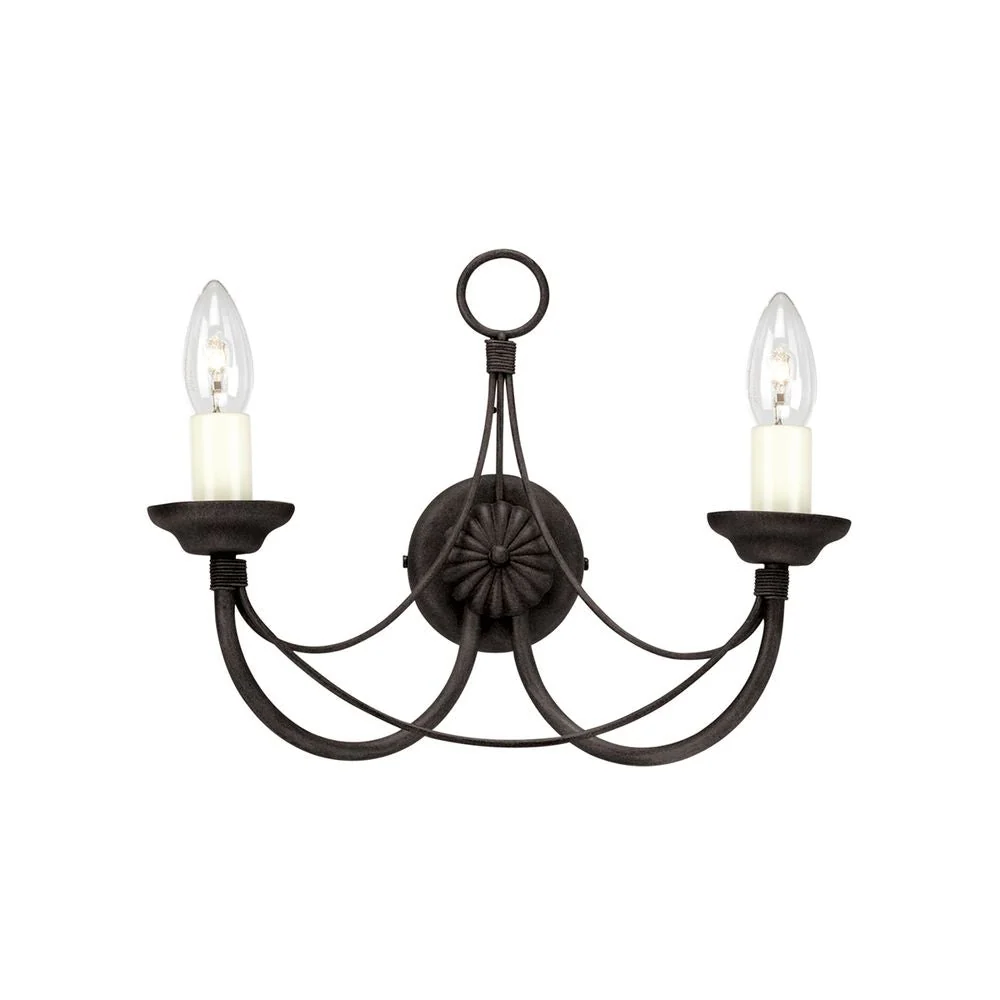 Applique murale Elstead Lighting (CB2-NOIR) Carisbrooke en acier doux E14 2L