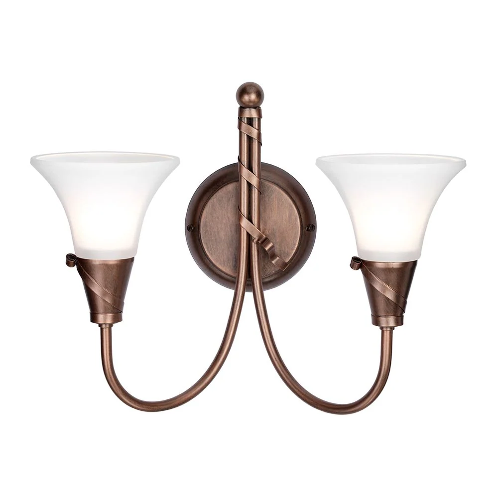 Applique murale Elstead Lighting (EM2-COPPER) Emily en acier doux, verre E14 2L