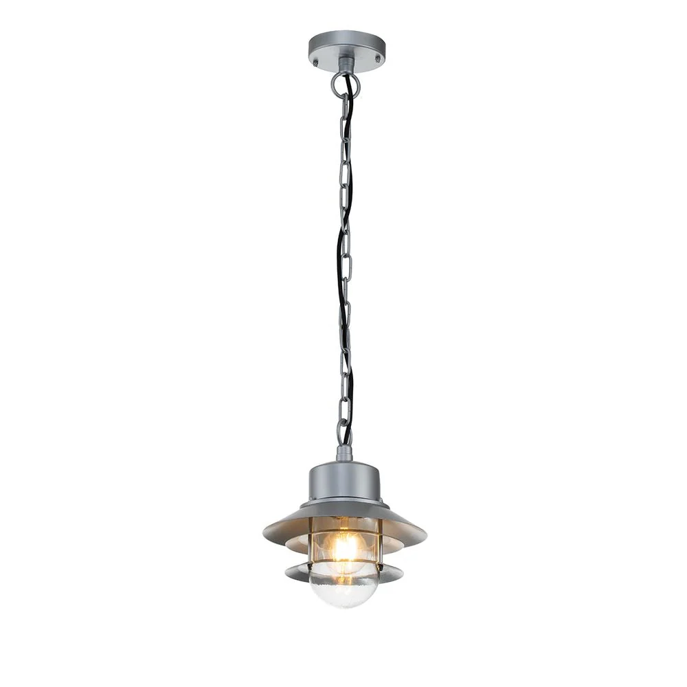 Plafonnier extérieur Elstead Lighting (COPENHAGEN8-SIL) Copenhagen, acier inoxydable, verre transparent E27