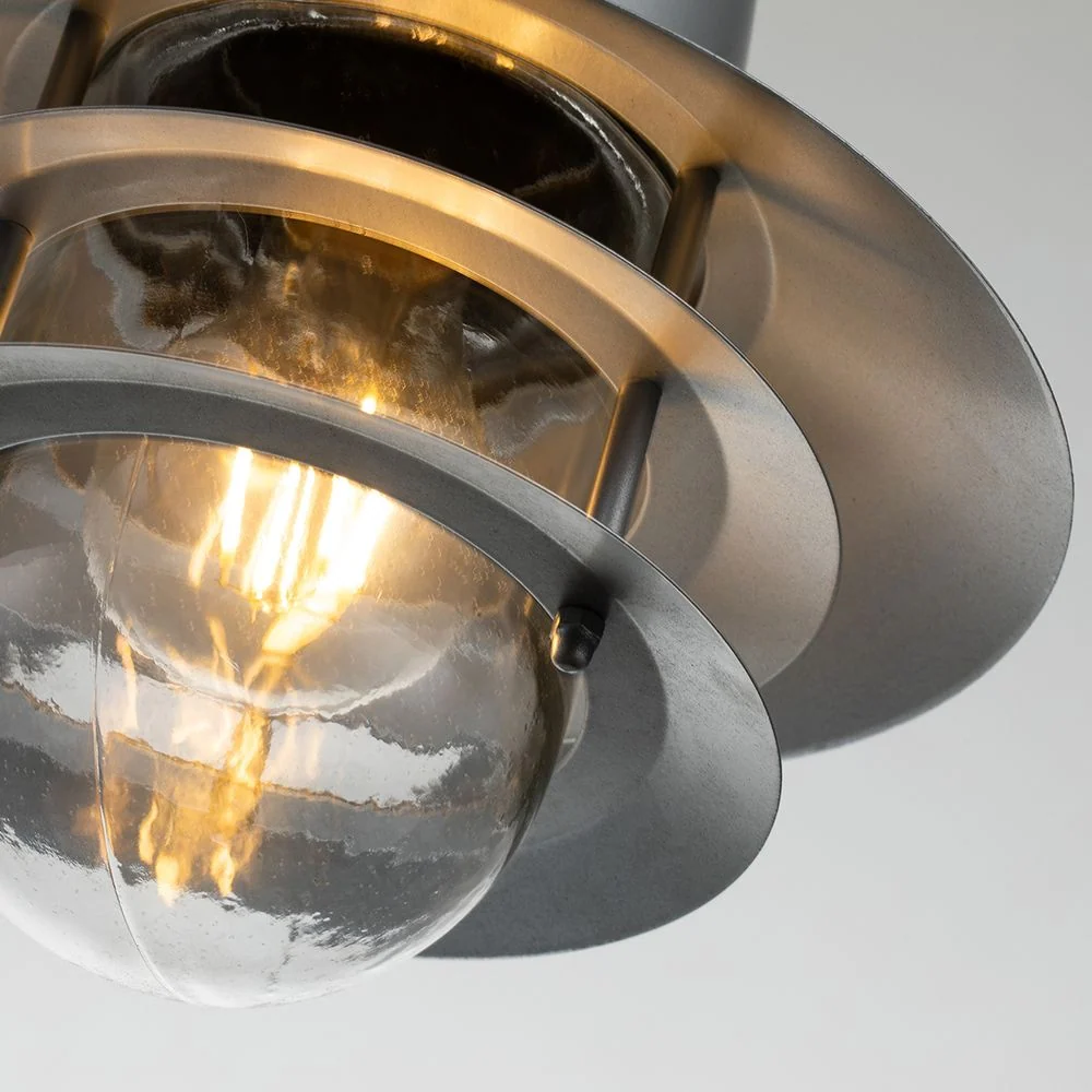 Plafonnier extérieur Elstead Lighting (COPENHAGEN8-SIL) Copenhagen, acier inoxydable, verre transparent E27