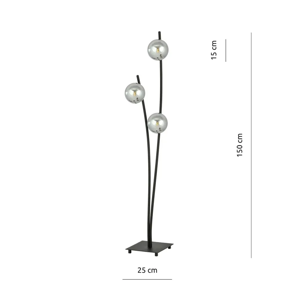 Lampadaire Emibig HUNTER 3L, H 150cm transparent, E14