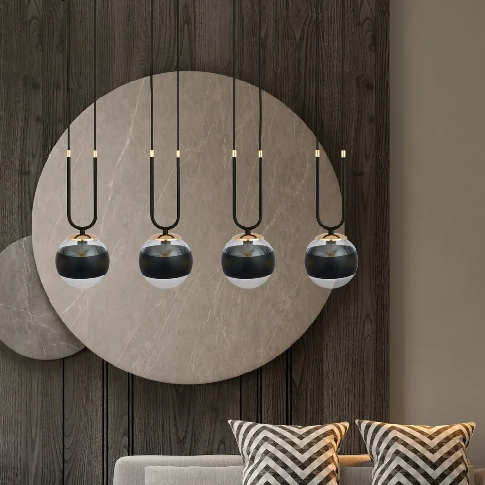 Lampe à suspension GLAM 4L, D14 noir, E14 Emibig