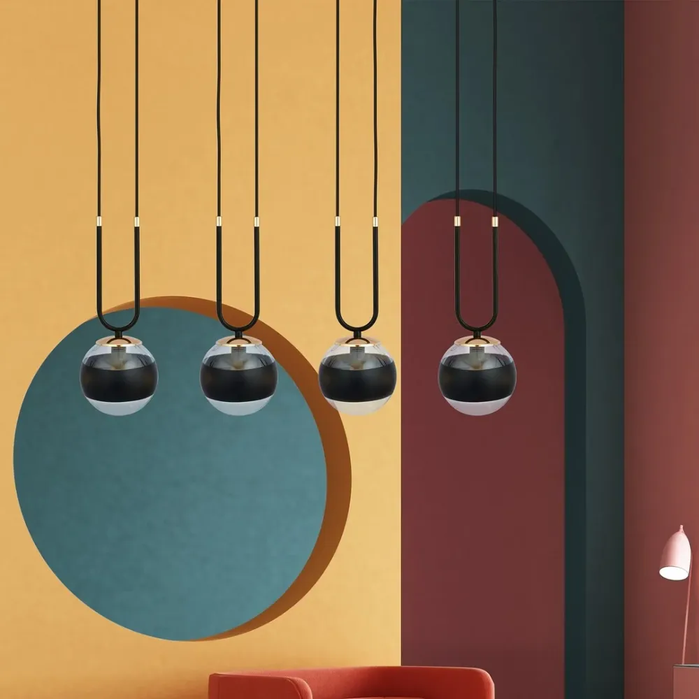 Lampe à suspension GLAM 4L, D14 noir, E14 Emibig