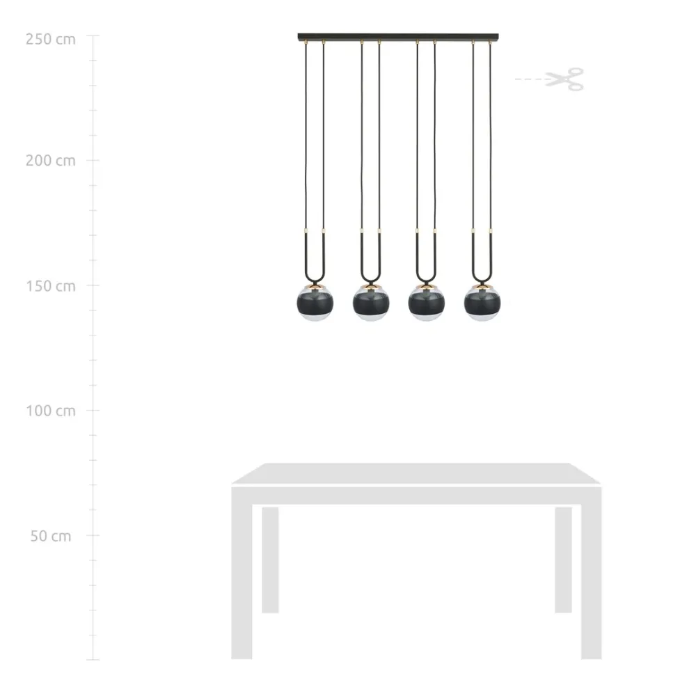 Lampe à suspension GLAM 4L, D14 noir, E14 Emibig