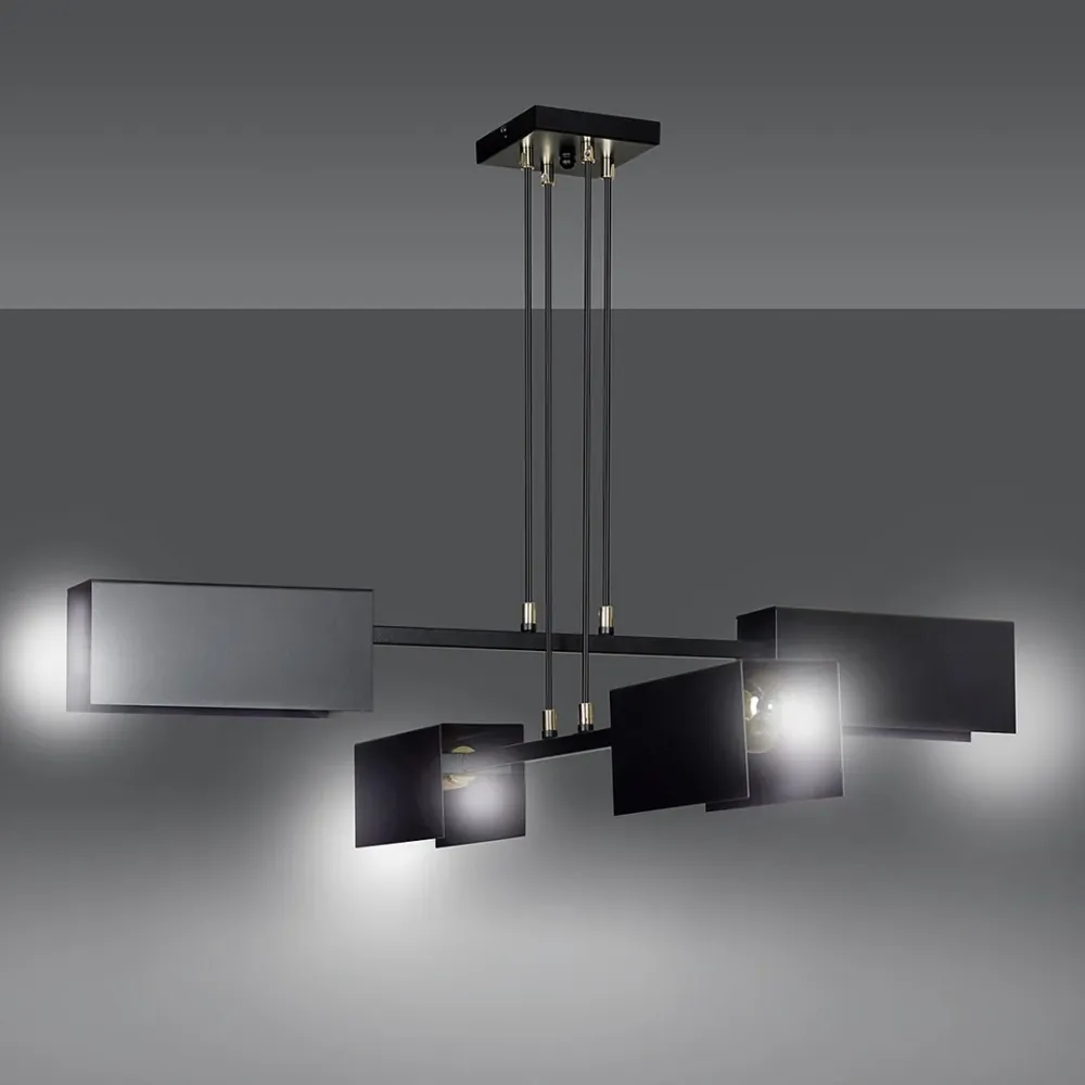 Lampe à suspension TOLOS 4L, noire, E27 Emibig
