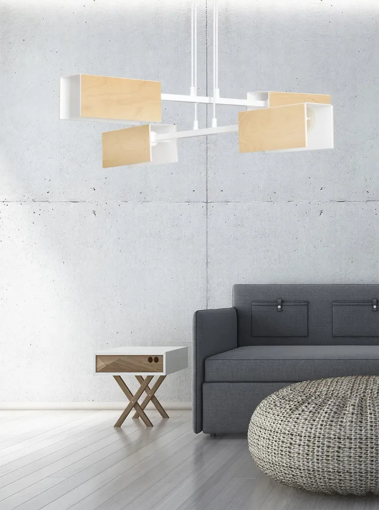 Lampe à suspension ZAPER 4L, blanche, E27 Emibig