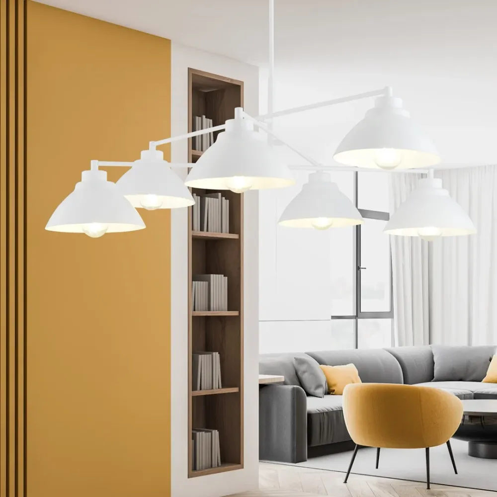 Lustre MAVERICK 6L, D22 blanc, E27 Emibig