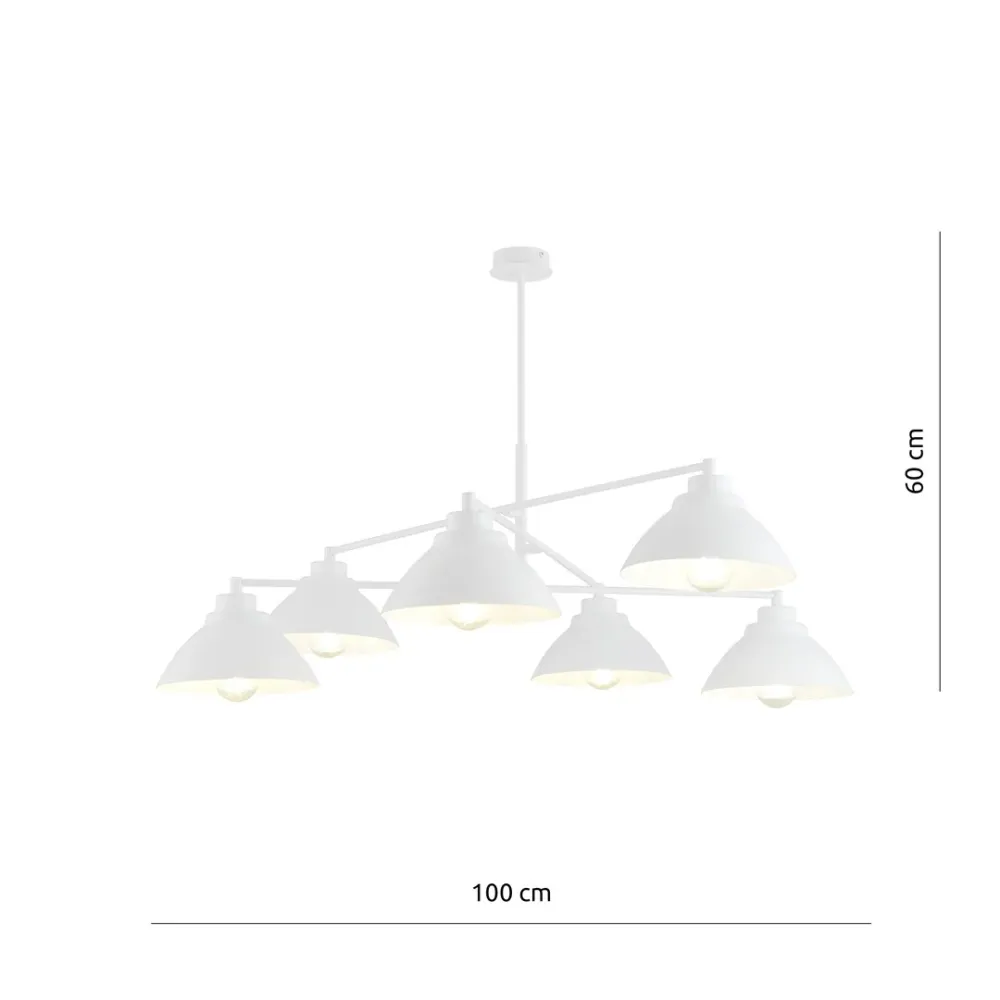 Lustre MAVERICK 6L, D22 blanc, E27 Emibig