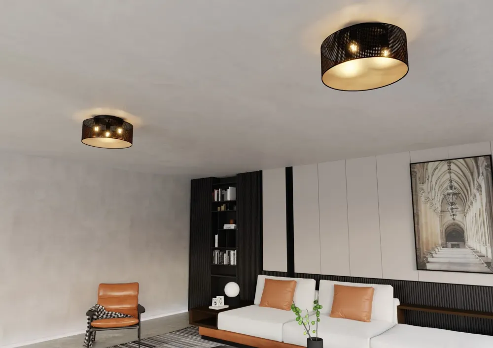 Plafonnier ASTON 3L, D50 noir, E27 Emibig