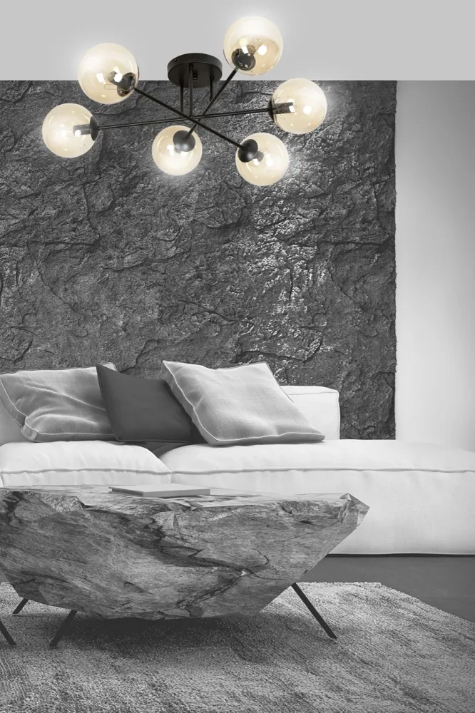 Plafonnier BRENDI 6L, D14 noir, E14 Emibig