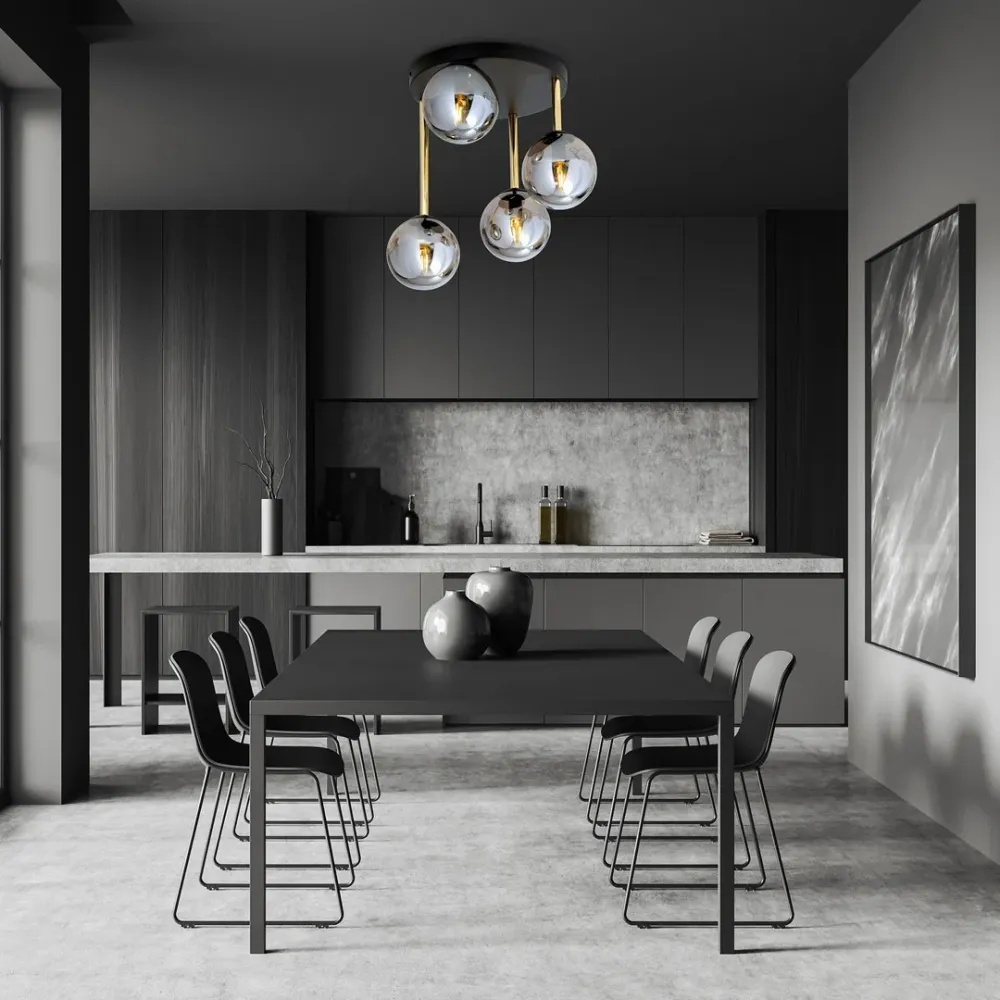Plafonnier DOLCE 4L, D14 noir, E14 Emibig