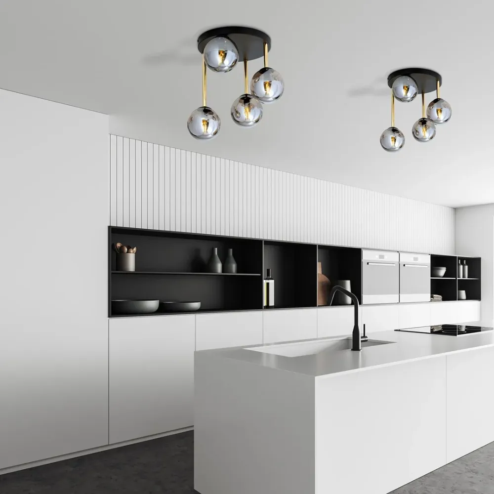 Plafonnier DOLCE 4L, D14 noir, E14 Emibig