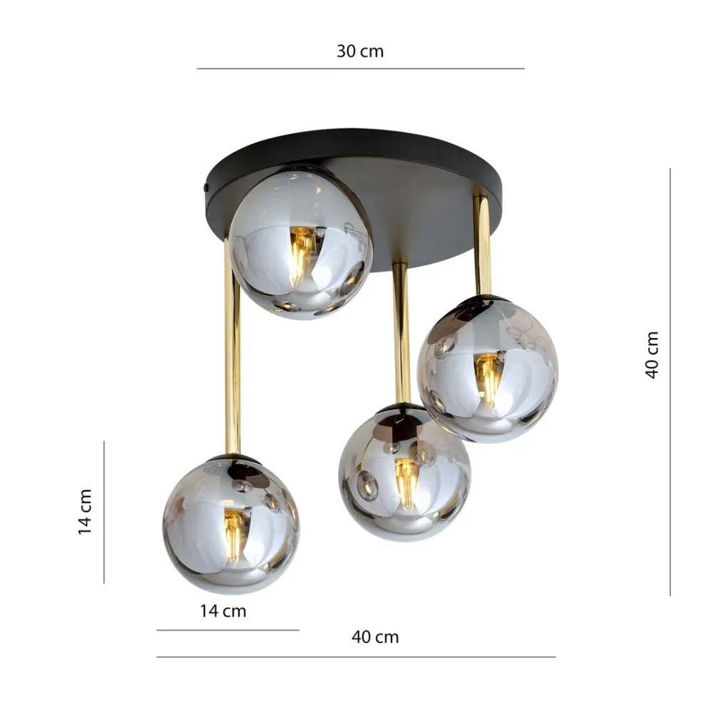 Plafonnier DOLCE 4L, D14 noir, E14 Emibig