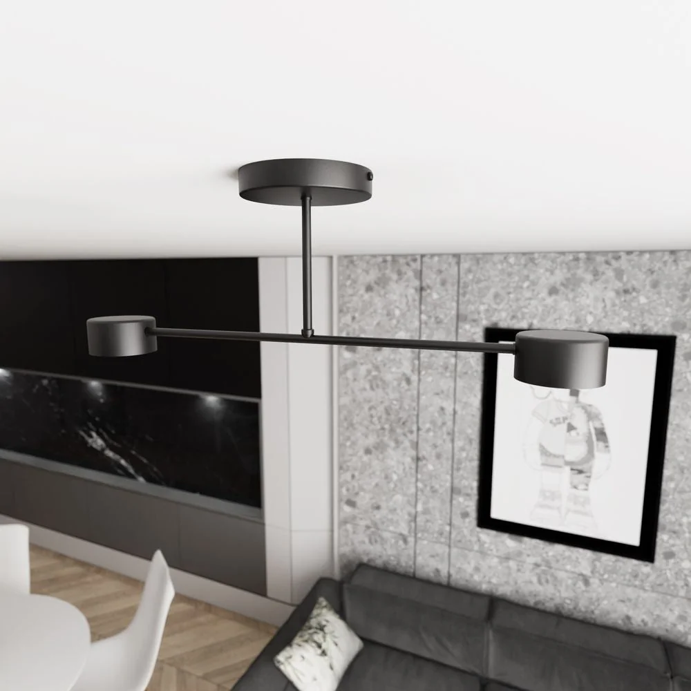 Plafonnier encastré Emibig HALO 2 en acier thermolaqué noir/blanc GX53 Black