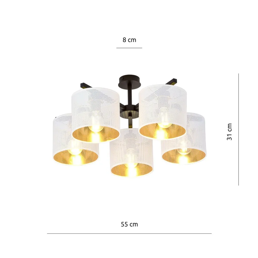 Plafonnier JORDAN 5L, D15 noir, E27 Emibig