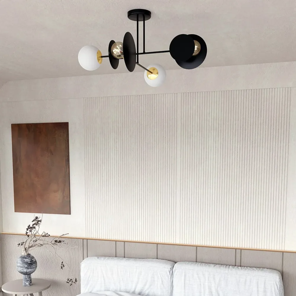 Plafonnier MINERVA 2L, D15 noir, E27 Emibig