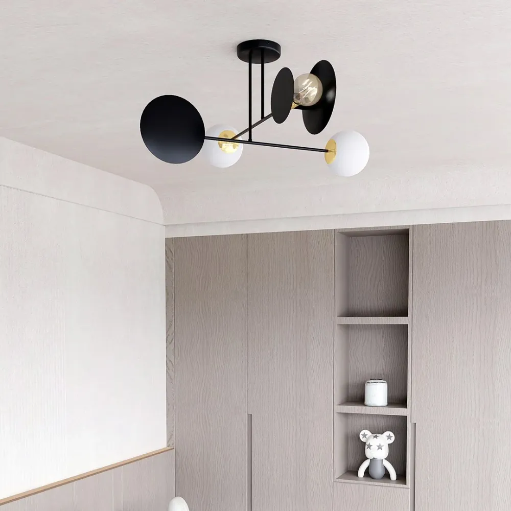 Plafonnier MINERVA 2L, D15 noir, E27 Emibig