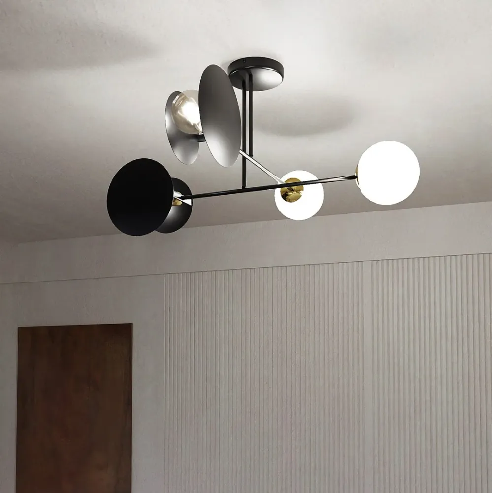 Plafonnier MINERVA 2L, D15 noir, E27 Emibig