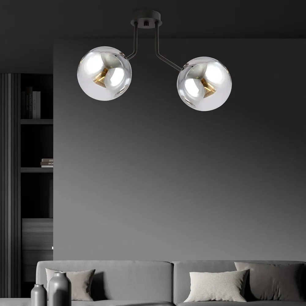 Plafonnier NOVA 2L, D14 noir, E14 Emibig