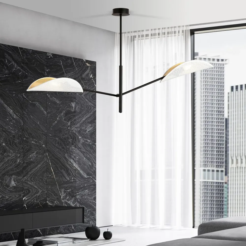 Plafonnier VENE 2L, D12 noir, E14 Emibig