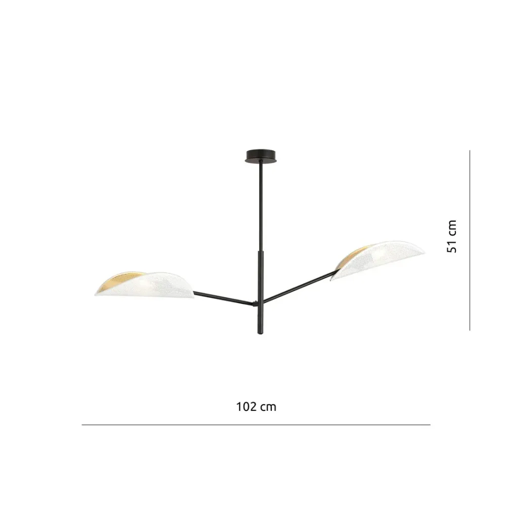 Plafonnier VENE 2L, D12 noir, E14 Emibig