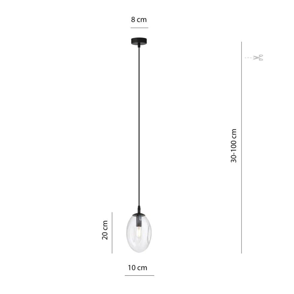 Suspension ASTRAL 1L, D12 noir, E14 Emibig