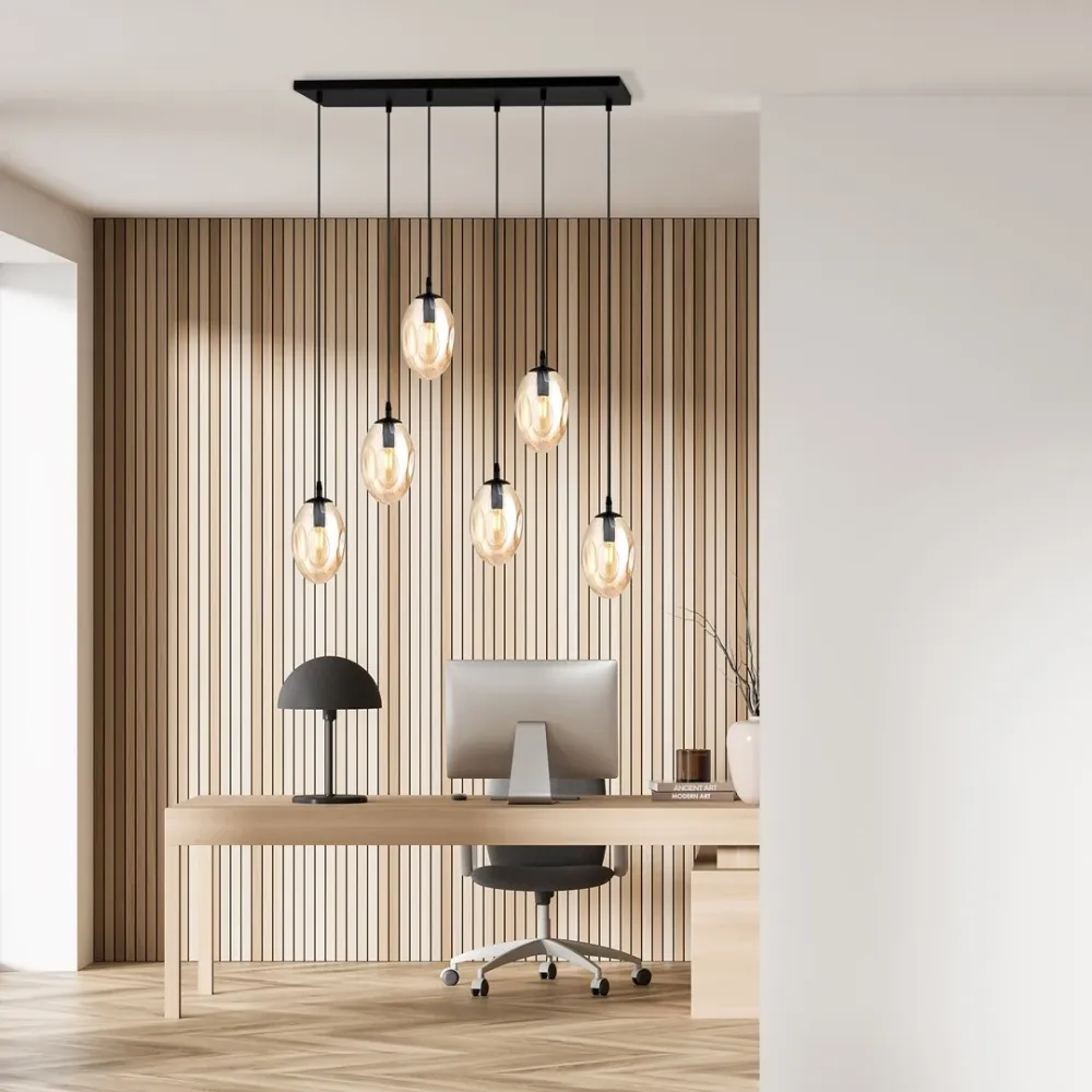 Suspension ASTRAL 6L, D12 noir, E14 Emibig