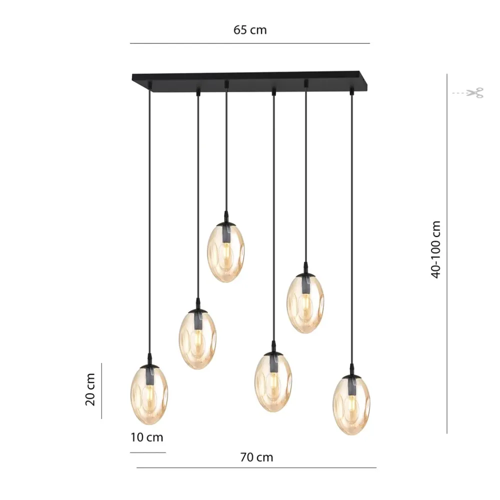 Suspension ASTRAL 6L, D12 noir, E14 Emibig