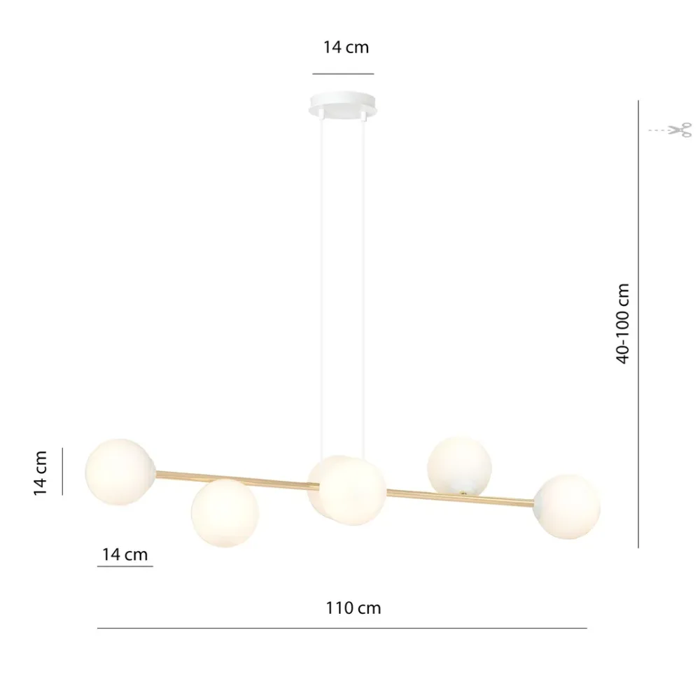 Suspension GRAVITY 6L, D14 blanc, E14 Emibig