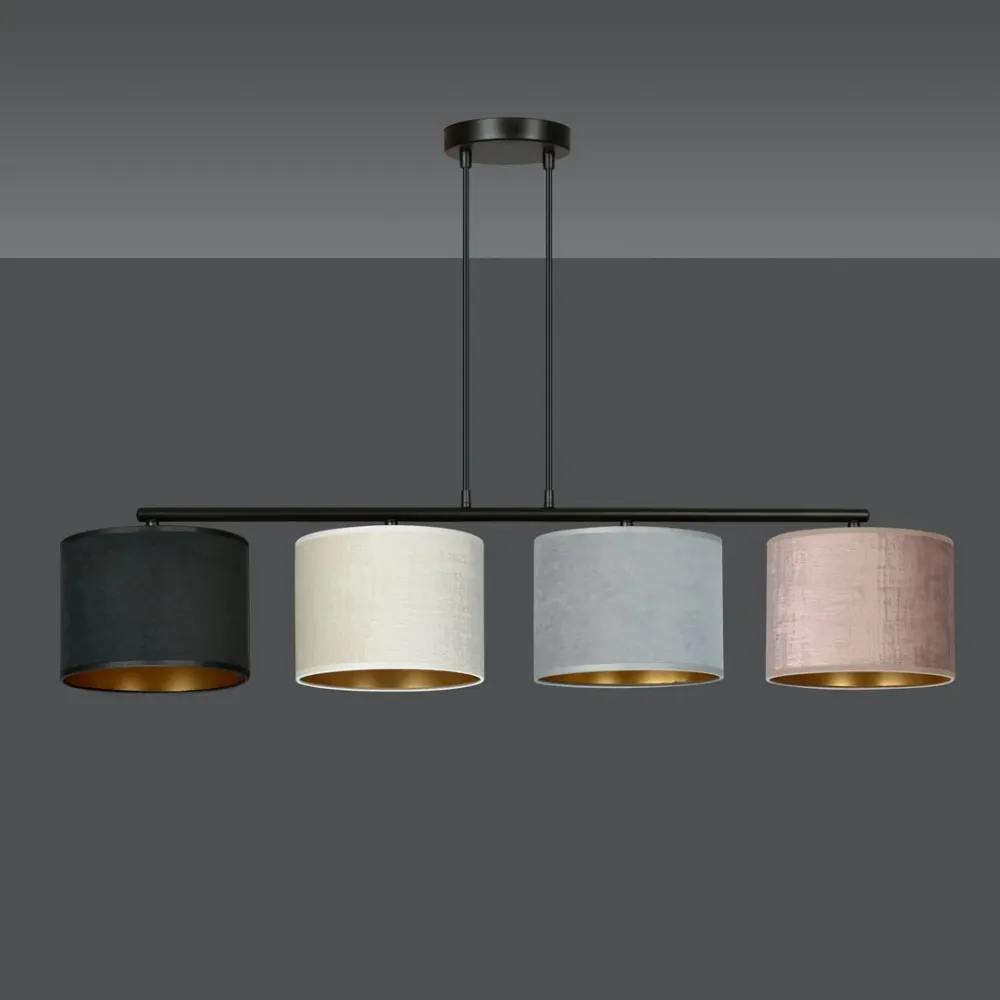 Suspension HILDE 4L, D20 noir, E27 Emibig