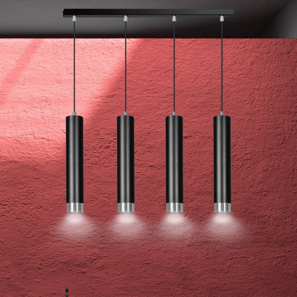 Suspension linéaire KIBO 4L, noire, GU10 Emibig