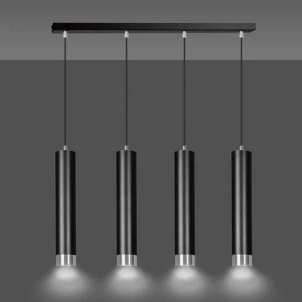 Suspension linéaire KIBO 4L, noire, GU10 Emibig