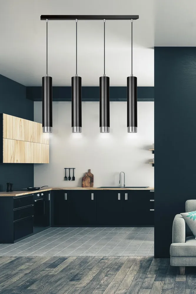 Suspension linéaire KIBO 4L, noire, GU10 Emibig