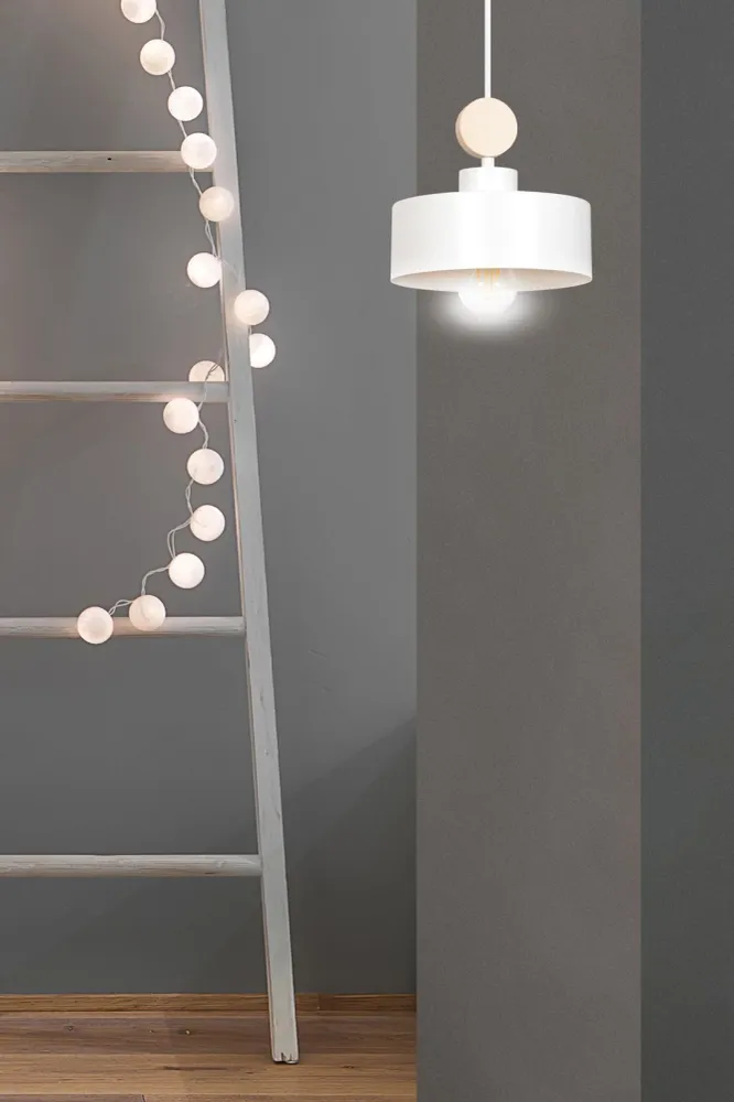 Suspension TUNISO 1L, blanche, E27 Emibig