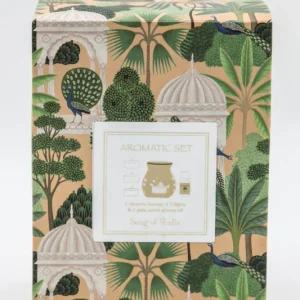 Ensemble de lampes à parfum avec huile aromatique et 4 bougies chauffe-plat Nag Champa