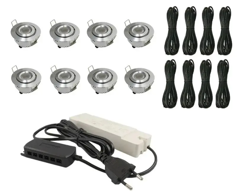 Ensemble de véranda complet | Deluxe 3 | Éclairage de véranda 12V | Branchez et jouez | 8 points encastrés dimmables régla...