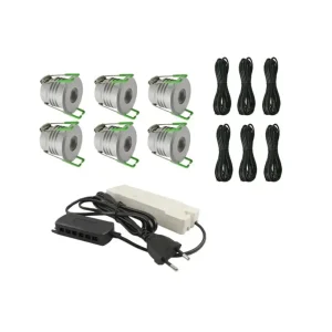 Ensemble de véranda complet | Deluxe 2 | Éclairage de véranda 12V | Branchez et jouez | 6 taches encastrées dimmables