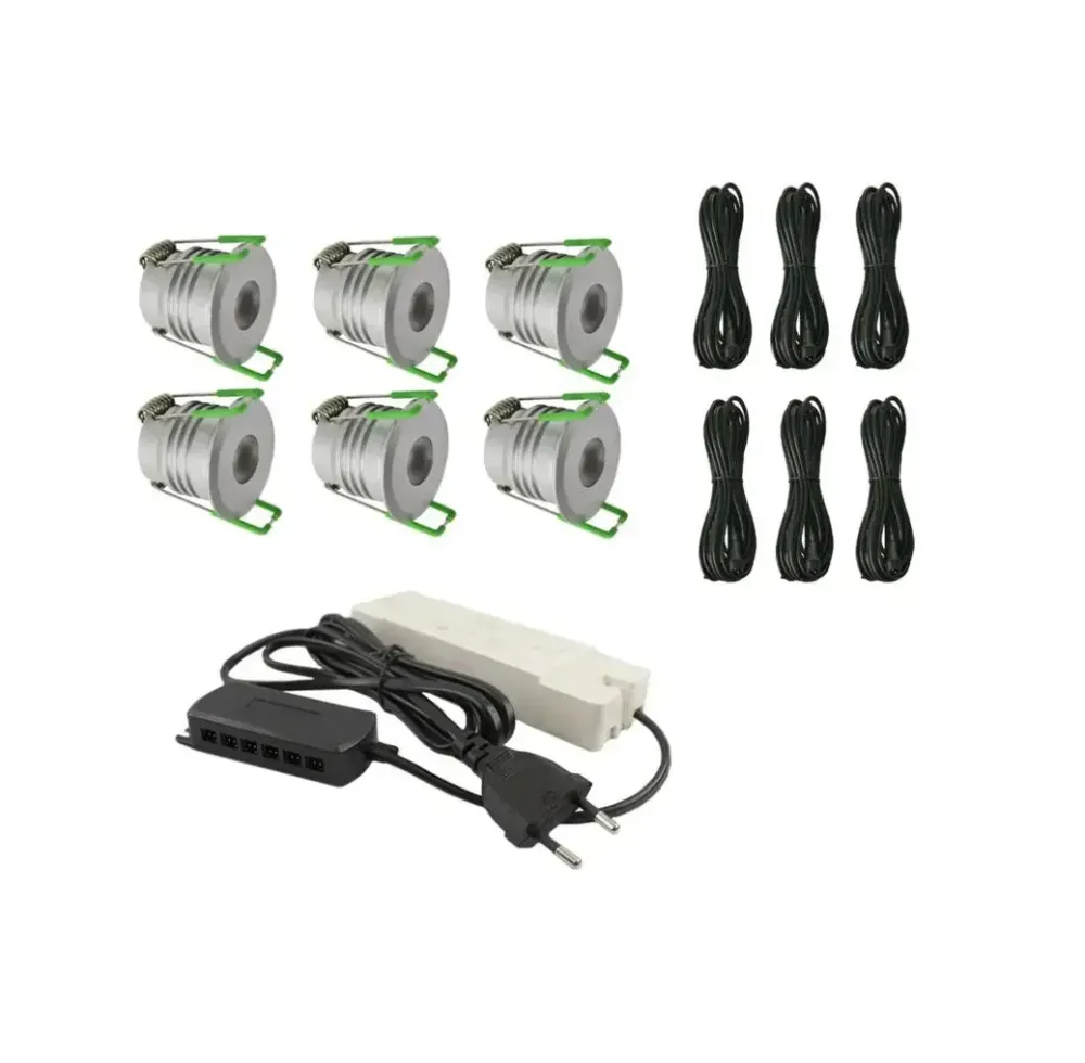Ensemble de véranda complet | Deluxe 2 | Éclairage de véranda 12V | Branchez et jouez | 6 taches encastrées dimmables
