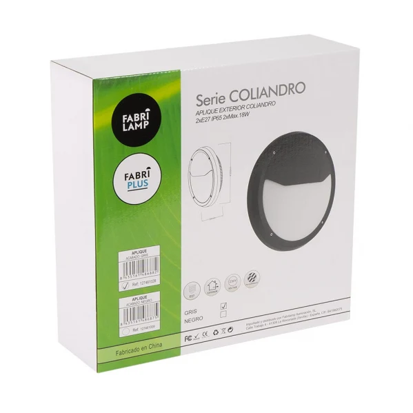 Fabrilamp spot mural Coliandro noir policarbonato E27