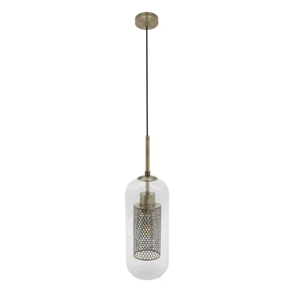 Fabrilamp suspension Pixie cuir métal E27