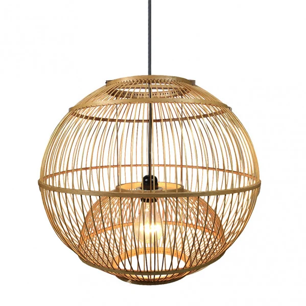 Fabrilamp suspension plafonnier Croton bois bambou E27