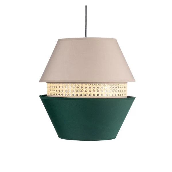 Fabrilamp suspension Trajano vert textile E27