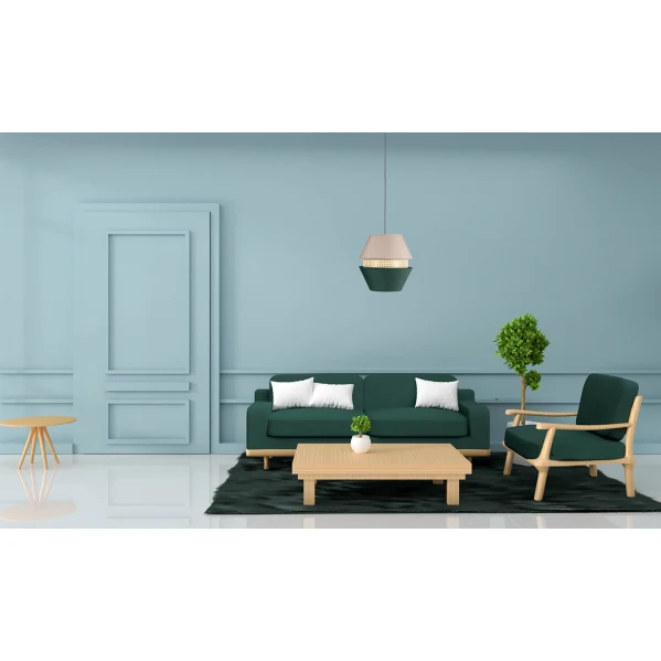 Fabrilamp suspension Trajano vert textile E27