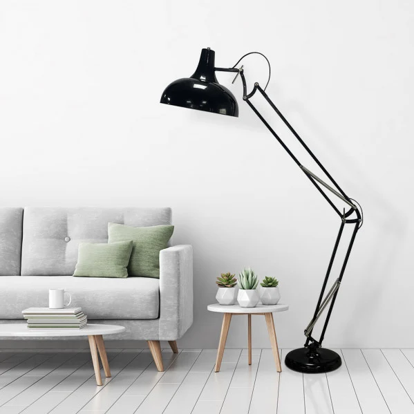 Lampadaire Fabrilamp Malik en métal noir E27