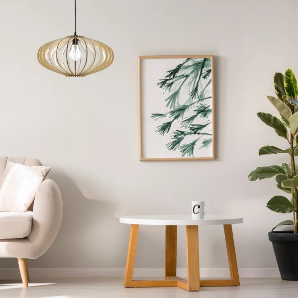 Lampe à suspension Fabrilamp Sapelli bois naturel E27