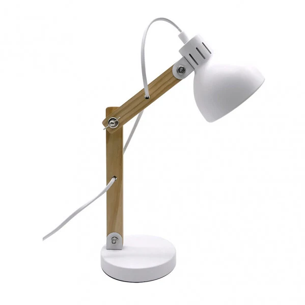 Lampe de table à bras articulé Fabrilamp Blai en métal blanc E14