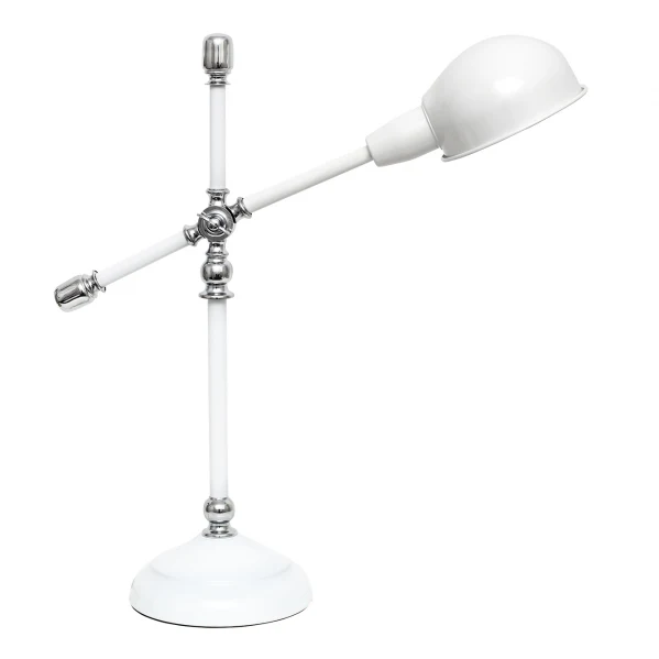 Lampe de table à bras articulé Fabrilamp Lujan en métal blanc E27