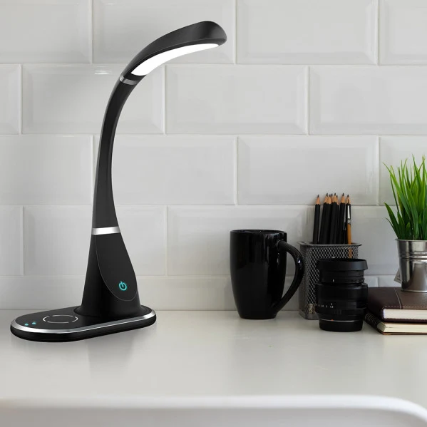 Lampe de table à bras articulé Fabrilamp Rejalgar noir ABS Oui
