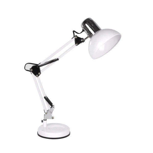 Lampe de table à bras articulé Fabrilamp Rutillo en métal blanc E27