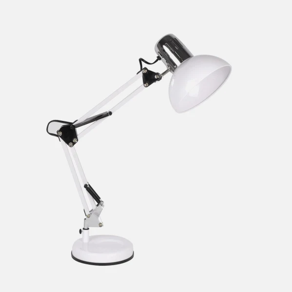 Lampe de table à bras articulé Fabrilamp Rutillo en métal blanc E27